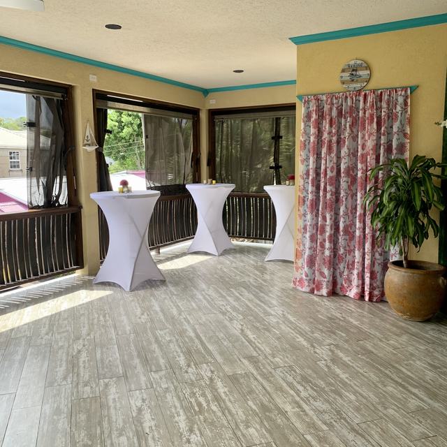 Event room with cocktail tables